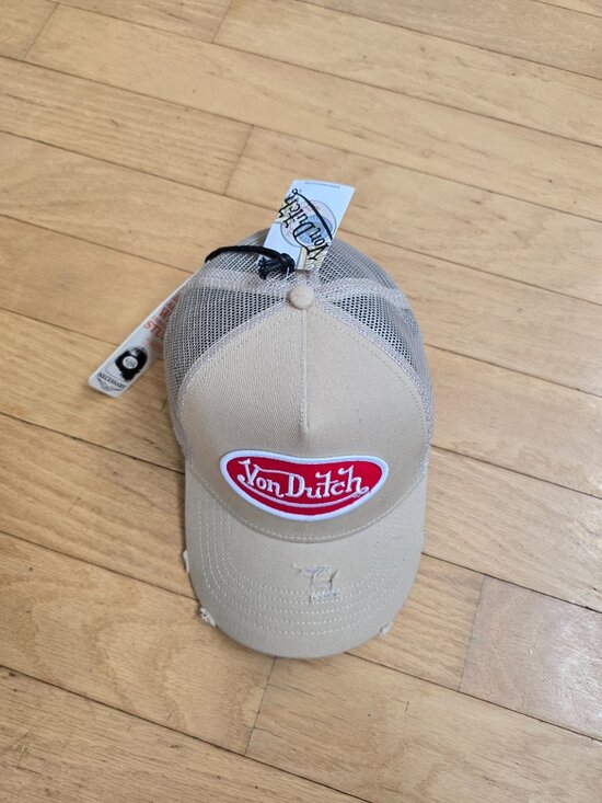 vintage Y2K | Von Dutch tan distressed trucker hat main image 3